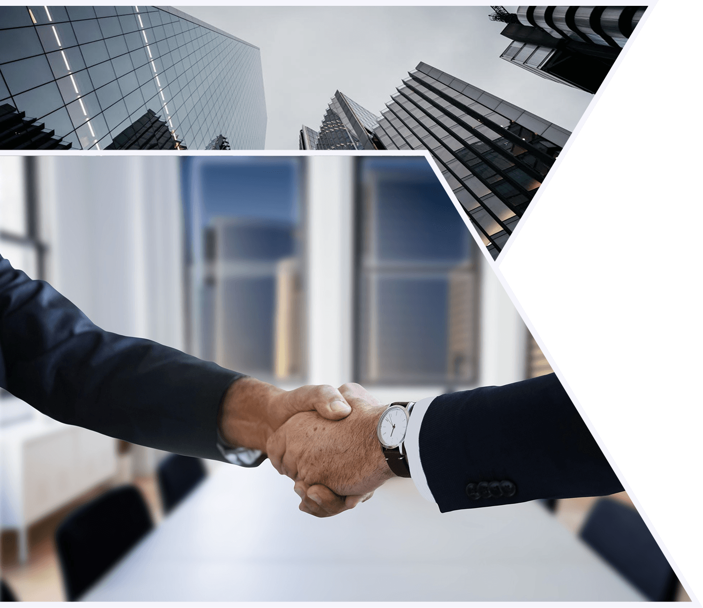 Business professionals shaking hands after an M&A negotiation