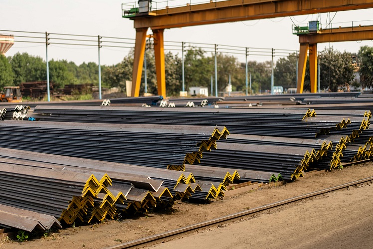 Steel beams for building products and construction materials